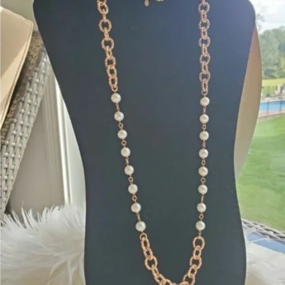 Honora Bronze Italy Genuine Pearl Chain Necklace Fancy Clasp, 36" Long - Picture 4 of 6